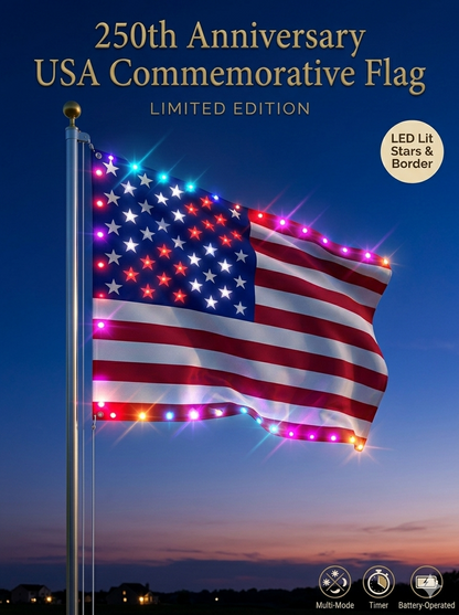 Last Day 48% OFF🔥 🦅 Illuminated 250th Anniversary USA Commemorative Flag - Premium LED Edition (3x5 Ft)