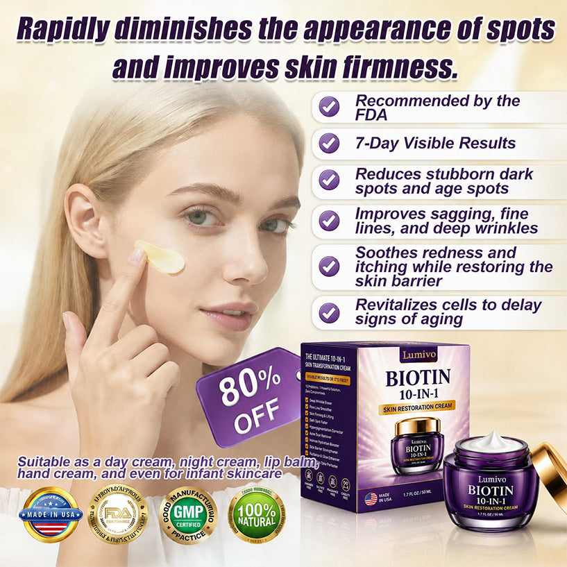 Made and Shipped from USA Lumivo® Biotin 10-in-1 Skin Restoration Cream