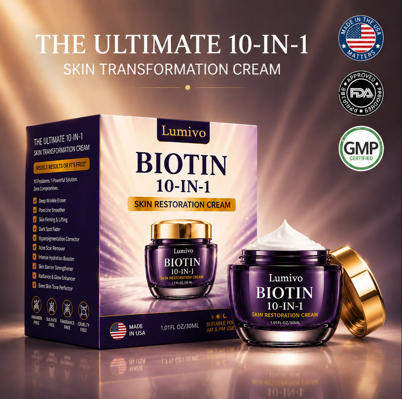 Made and Shipped from USA Lumivo® Biotin 10-in-1 Skin Restoration Cream