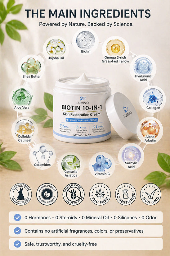 Made and Shipped from USA ✨LUMIVO® Biotin 10-in-1 Skin Restoration Cream 🍀