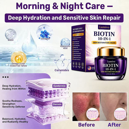 Made and Shipped from USA Lumivo® Biotin 10-in-1 Skin Restoration Cream