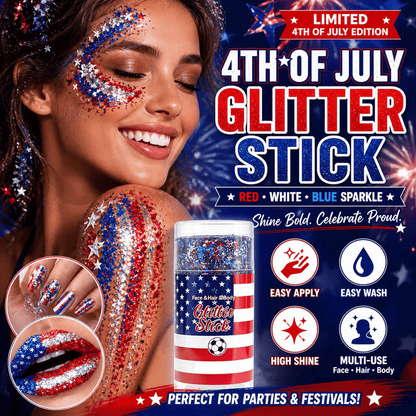 🔥 Last Day: 70% Off 4th of July Glitter Stick | Red, White & Blue Hair & Body Glitter