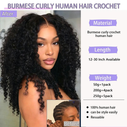 🔥 Burmese Curly Human Hair Bundles – Invisible Install, Natural Volume & Reusable Luxury Curls
